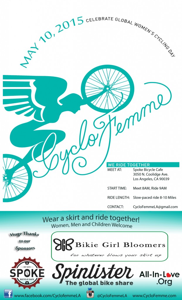 A poster for the CycloFemme, All women, ride located in LA